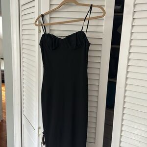 Princess Polly Black Spaghetti Strap Slip Midi Dress